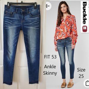 BKE BUCKLE BLACK FIT NO 53 Dark Wash Mid Rise Ankle Skinny Stretch Jeans 25